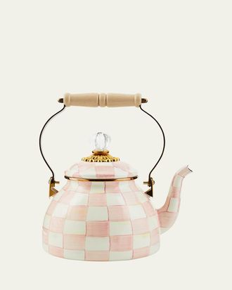 MacKenzie-Childs Rosy Check Enamel Tea Kettle, 2 Quarts
