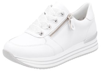 Remonte Plateausneaker REMONTE, Damen, Gr. 36, weiss (wei&szlig;), Leder, unifarben, Schuhe Plateausneaker, Freizeitschuh, Halbschuh, Schn&uuml;rschuh mit gepolstertem S