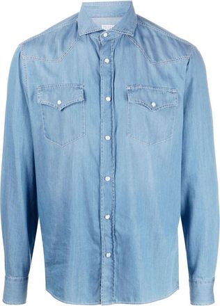Brunello Cucinelli long-sleeved denim shirt - men - Cotton - S - Blue