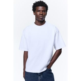 H&M Oversized Cotton T-shirt in White at Nordstrom, Size Xx-Large