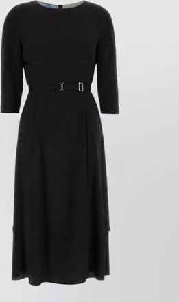 Prada acetate blend dress fitted midi belted