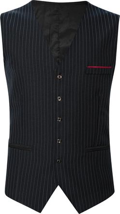 Generic Vintage Mens Pinstripe Waistcoat Mens Black Pinstripe Waistcoat Business Formal Waistcoats Wedding Banquet Waistcoats Sleeveless Slim Fit Vest V Neck 