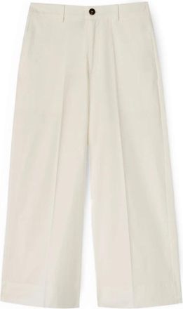 Motivi Gecropte broek van katoenmix canvas - Dames - Vrijetijds broeken - Wit - 2XS - Katoen - Broeken