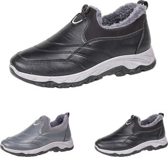 Generic Mens Winter Warm Snow Boots,Wide Toe Lightweight Furry Lining Thermal Winter Shoes Casual Outdoor Slip On Waterproof Non-Slip Soft Sole PU Short Boots