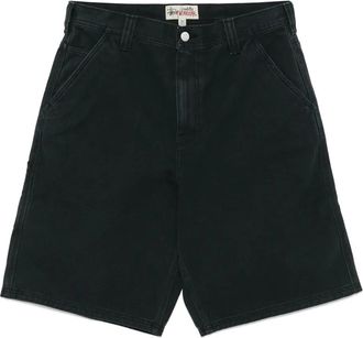 St&uuml;ssy Shorts in tela con effetto schiarito - Nero