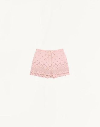 Valentino Shorts In Sangallo Motivo Fleur A Jours Margheritine Donna ROSA 36