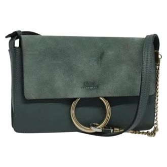 Chlo&eacute; Pre-owned Cross Body Bags, female, Blue, Size: ONE SIZE Pre-owned Suede Shoulder Bag