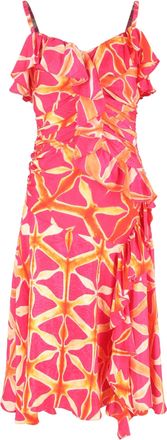 Ulla Johnson Zoya Ruffled Printed Dress in Red Silk