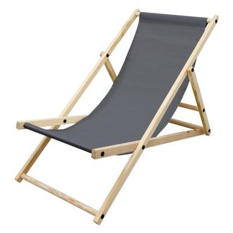 ECD Germany Silla de playa antracita madera pino tejido oxford carga hasta 120kg