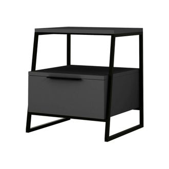 Dmora Mesa De Noche Dubhe, C&oacute;moda Baja, Mesilla De Noche, Estante De La Cama, 45x40h50 Cm, Antracita, Con Embalaje Reforzado - Dmora