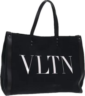 Valentino Pre-owned Tote Bags, female, Black, Size: ONE SIZE Pre-owned Canvas Tote Bag