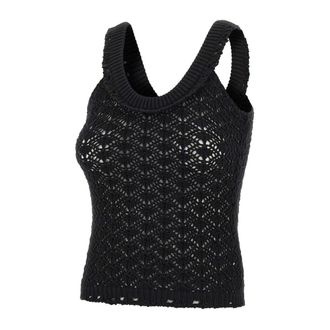Blumarine Sleeveless Tops, female, Black, Size: XS Crochet Top