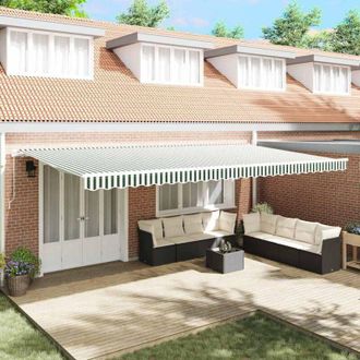 vidaXL Tela De Recambio Para Toldo Verde Y Blanco 600 X 300 Cm Lona Vidaxl