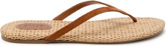 Staud Freja Thong Raffia and Suede Sandals - Brown - 40 (IT40/ UK7)