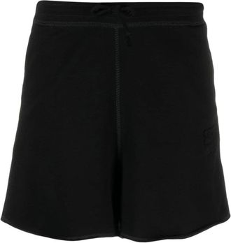 Ganni Logo-patch Short Shorts - Dames - Korte Broeken - Zwart - XS - Katoen - Korte Broeken