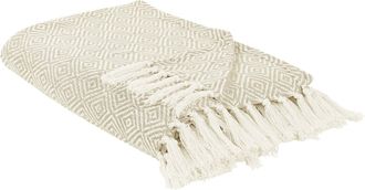 Beliani Copriletto In Cotone 200 X 220 Cm Con Frange Beige Chiaro Soggiorno Camera Da Letto Tessili Toutli