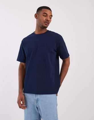 Tommy Hilfiger T-shirt blu navy con logo sul petto in corda nautica