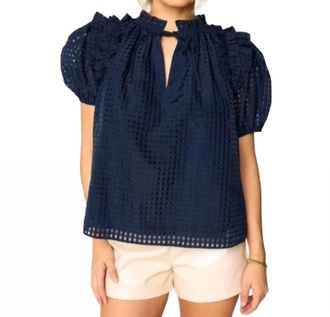 BuddyLove Essie Ruffle Sleeve Top In Navy