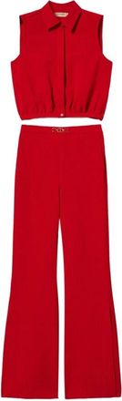 Twinset Cr&ecirc;pe Cady Blouse en Broek met Oval T - Dames - Jumpsuits - Rood - M - Polyester - Jumpsuits & Playsuits