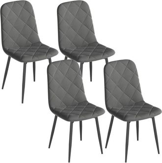 HOMCOM Juego de 4 sillas de comedor modernas sillas de cocina tapizadas en terciopelo con patas de acero para salón 45x54x87 cm gris