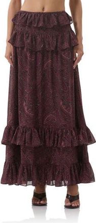 AFRM Pierre Tiered Maxi Skirt in Chocolate Paisley at Nordstrom Rack, Size X-Large