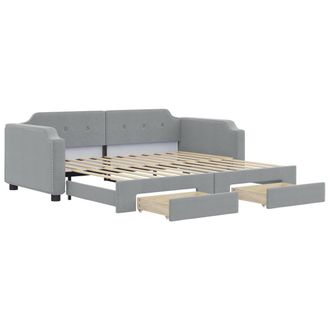 vidaXL Sof&aacute; Cama Nido Con Cajones Tela Gris Claro 100x190 Cm Vidaxl