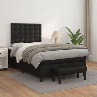 vidaXL Vidaxl - Cama Box Spring Con Colch&oacute;n Cuero Sint&eacute;tico Negro 120x200 Cm