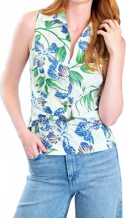 Finley Delilah Iris Print Top In Blue