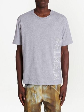 Balmain Mens Embossed Logo T-Shirt in Grey Cotton - Size X-Small