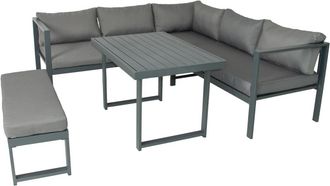 Concept Usine Conjunto de muebles de jardin panor&aacute;mico 8 plazas de resina tejida neg