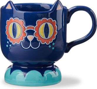Tag Eclectic Fun Cat Earthenware Mug Multi 14 oz 5.45 x 3.9 x 4.65 in in Blue at Nordstrom
