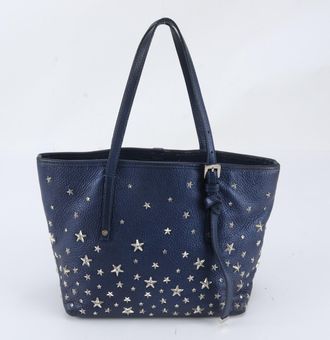 Jimmy Choo London Blue Leather Handbag Shoulder Bag Tote Bag (Pre-Owned)