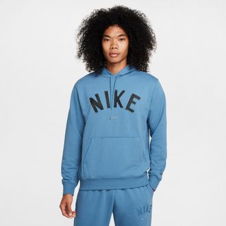 Nike Mens Swoosh Dri-FIT French Terry Pullover Fitness Hoodie in Blue | FV9919-429