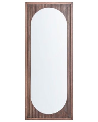 Beliani Specchio Da Terra Con Cornice In Legno Di Paulownia Marrone Effetto Anticato Stile Rustico Lunas