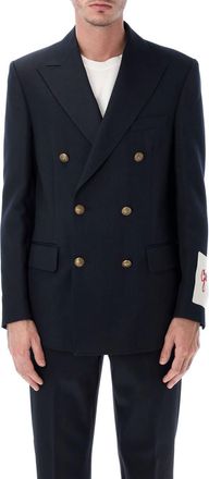 Golden Goose Dark Blue Double-Breasted Blazer With Gold Buttons