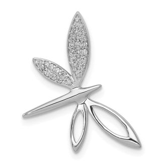 Diamond2Deal 14k White Gold Diamond Dragonfly Chain Slide