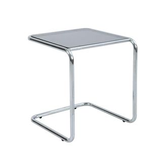 Oviala Mesa de centro cuadrada de 50 cm de largo en metal y vidrio negro