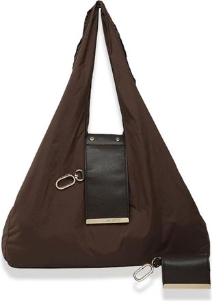 Generic Keychain Tote Bag, Compact & Foldable Vegan Leather Bag With Key Ring, Expands Into Spacious Shopping Tote (Brown,One Size)