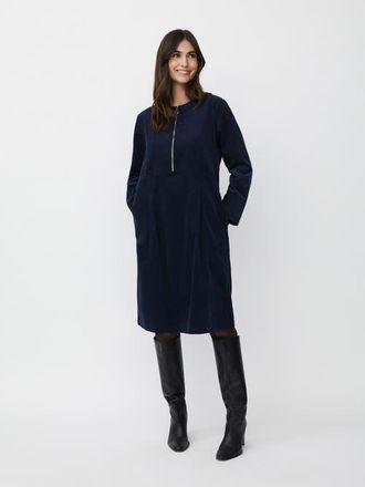 Masai Long Sleeve Crew Neck Zip Midi Dress in Navy Blazer at Nordstrom, Size X-Large