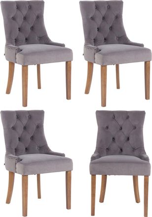 Clp Juego De 4 Sillas De Comedor Aberdeen En Terciopelo Gris Antiguo Claro