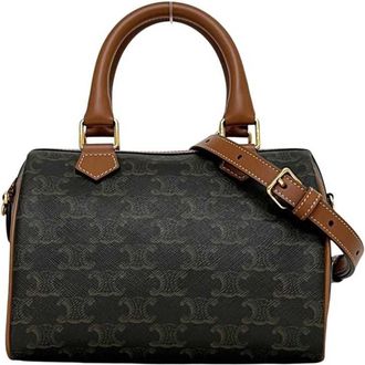 Celine Brown Pvc Leather Boston Bag (Pre-Owned)