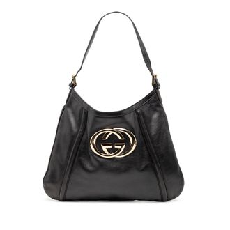 Gucci Pre-owned Womens Calfskin Interlocking G Britt Shoulder Bag - Black Leather - One Size