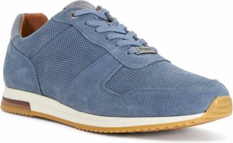 Dune London Mens Trilogy - Lace-Up Runner Trainers - Blue Leather - Size UK 10