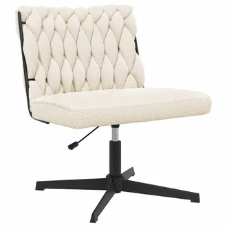 vidaXL Vidaxl - Sedia Da Ufficio Girevole In Tessuto Riccio Crema Effetto Lana