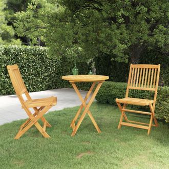 vidaXL Comedor De Jard&iacute;n Plegable 3 Piezas Madera Maciza De Acacia Vidaxl