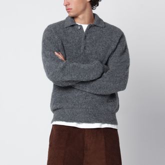 Ami Polo grigio carbone in lana e alpaca
