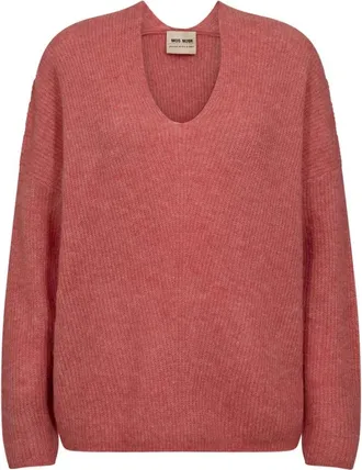 Mos Mosh MOS Mosh, Truien & Vesten, Dames, Rood, XS, Wol, Roestoranje V-hals Gebreide Trui