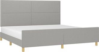 vidaXL Cama Sin Colch&oacute;n Tela Gris Claro 200x200 Cm Vidaxl