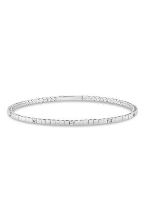 Crislu Pure Flex Cubic Zirconia Station Bracelet in Pure Platinum /Clear Stone at Nordstrom, Size 7