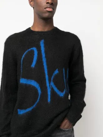 Blue Sky Inn Logo-Print Wool Blend Sweater - Black